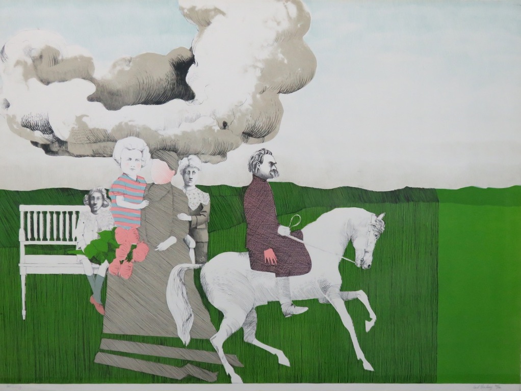 Aat Verhoog: Litho, Nietsche te paard - Ingelijst kopen? Bied vanaf 50!
