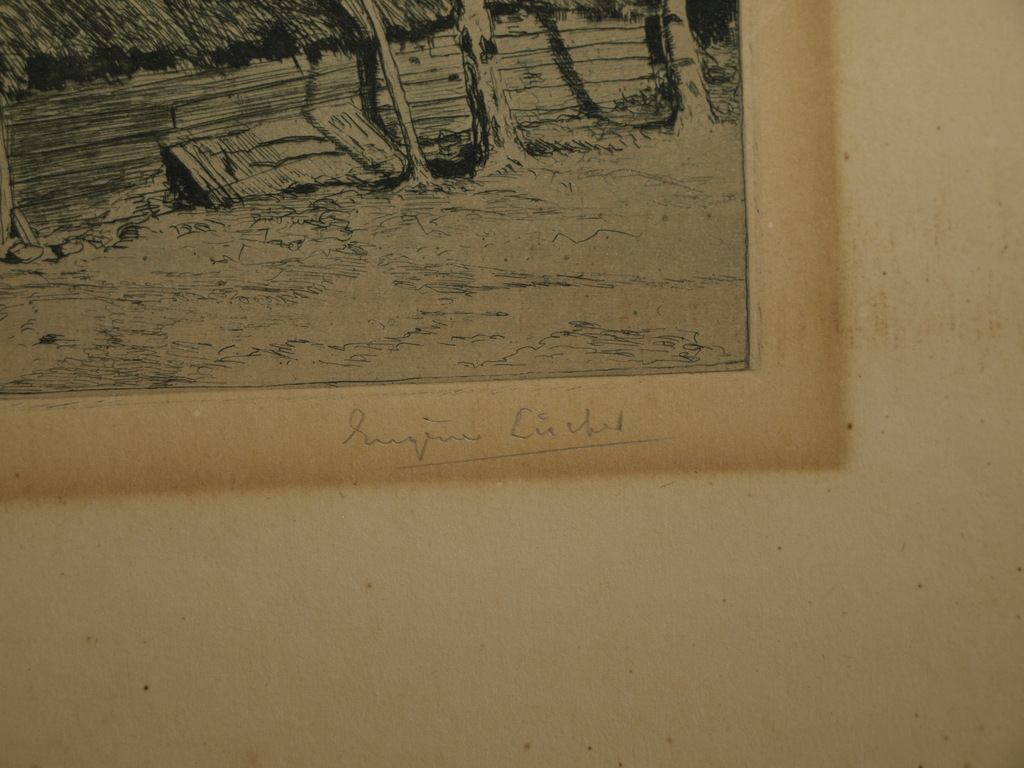 EUGÈNE LÜCKER (1876-1943) – ets – Boerderij  – Gesigneerd – Eigen druk kopen? Bied vanaf 1!