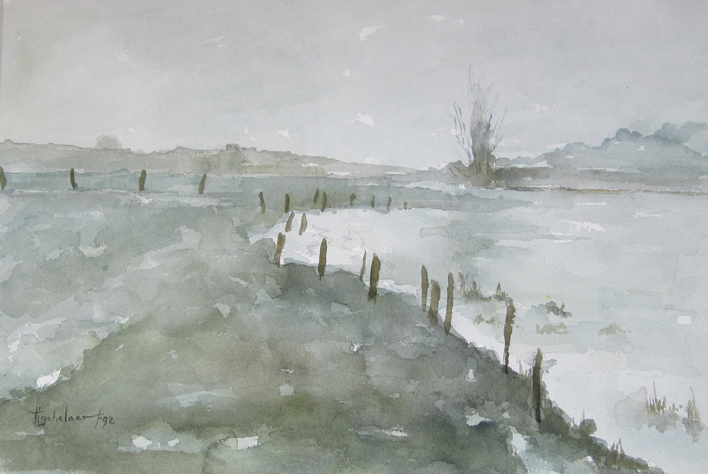 André Tigchelaar: Aquarel, polder kopen? Bied vanaf 1!