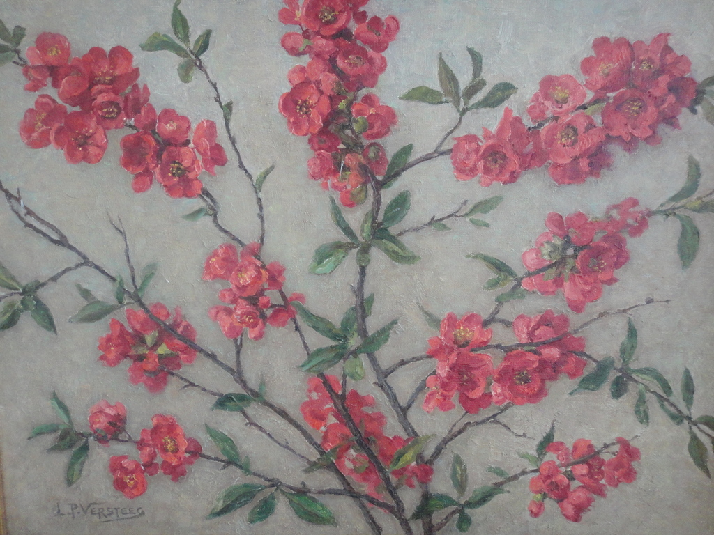 Leonard Pieter Versteeg, olieverf op doek, bloesemtakken kopen? Bied vanaf 125!