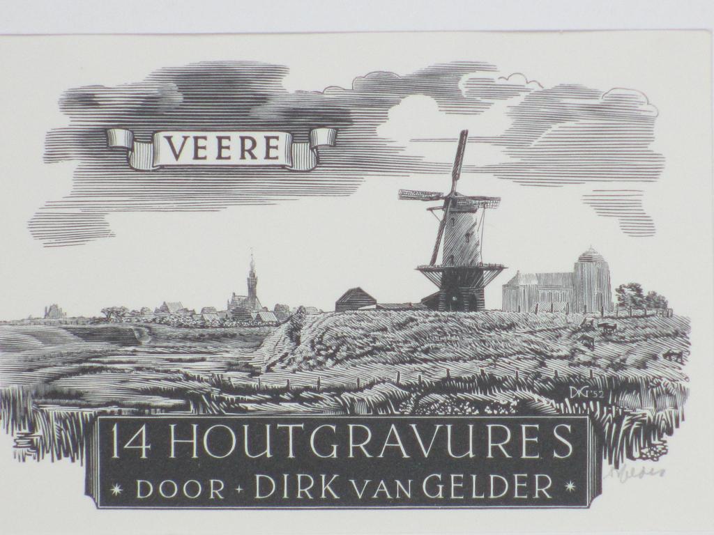 Dirk van Gelder. Veere, Houtgravure verkocht voor € 45!