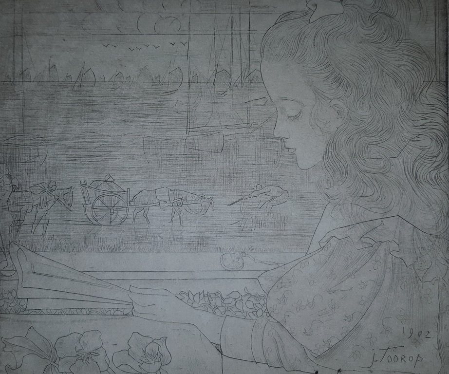 Jan Toorop - litho "meisje", gesigneerd in de plaat - 1902 kopen? Bied vanaf 59!