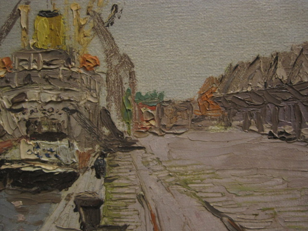 oud olieverf "Amsterdam boot lossen aan Oostelijke Handelskade"  kopen? Bied vanaf 1!