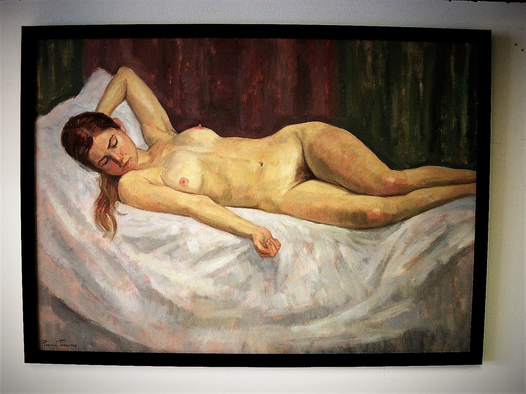 Magnifiek klassiek olieverf "Liggend slapend naakt" van Ronald Terpstra  verkocht voor € 320!