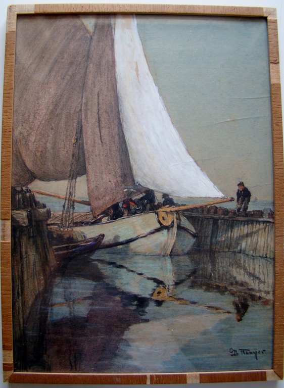Gijsbert Brand Hooijer (1848-1934) - Botter aan de Zuiderzee - gemengde techniek kopen? Bied vanaf 95!