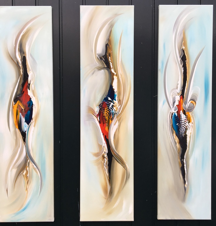 Gena - Abstract Drie luik - Gesigneerd verkocht voor € 300!