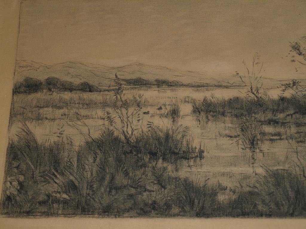 Henk Leurs : Tekening , Duinlandschap - gesigneerd & ingelijst - ca. 1945 kopen? Bied vanaf 1!