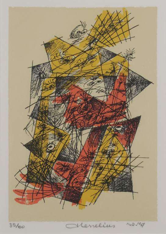 Henk Hesselius: Litho, Experimenteel universum II - Ingelijst kopen? Bied vanaf 20!