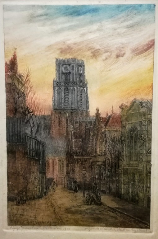 Eugene Rensburg (1872 - 1956), kleurenets van Rotterdam, handgesigneerd kopen? Bied vanaf 5!