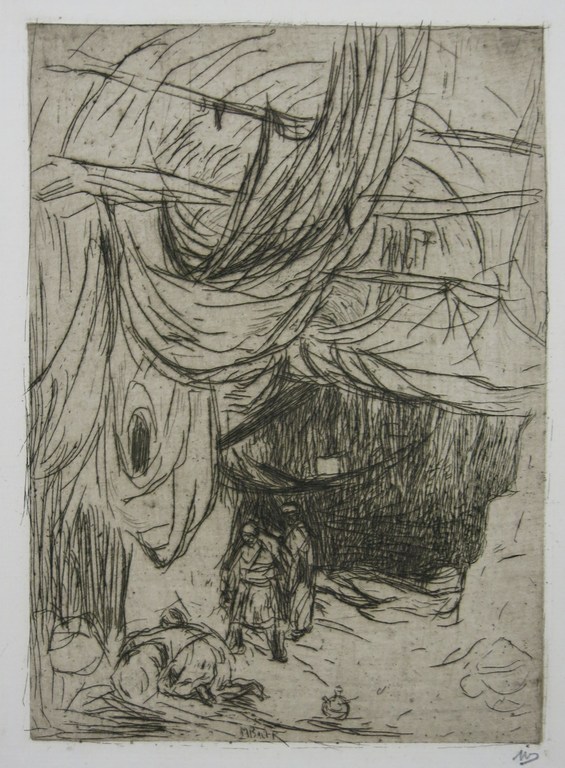 Marius Bauer: Ets, Een Tenten-Bazaar verkocht voor € 50!