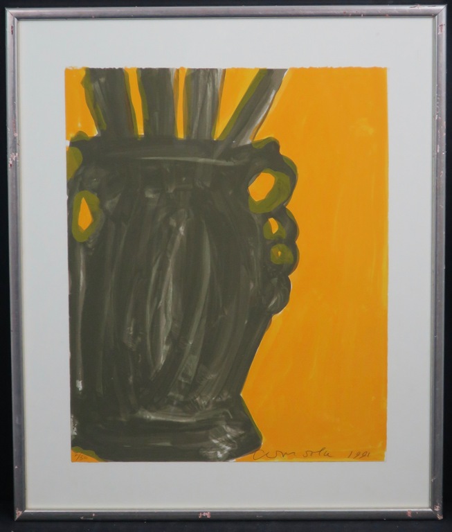 Cees Dolk: Zeefdruk, Serie: Vaas -Ingelijst verkocht voor € 35!