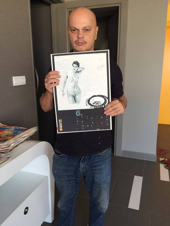 Peter Klashorst - Pirelli calender - gemengde techniek op papier - gesigneerd kopen? Bied vanaf 75!