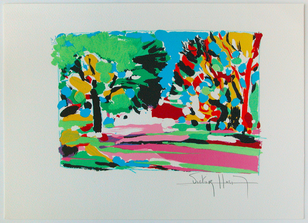 Victor Hasch, ‘Golf de mougins’, originele kleurenlitho, handgesigneerd kopen? Bied vanaf 30!