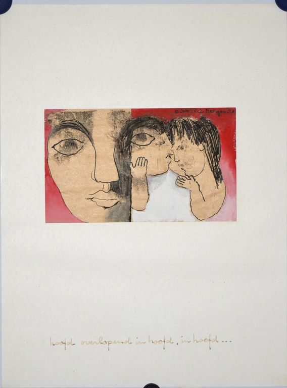 Ans Wortel: Gouache. Hoofd overlopend in hoofd verkocht voor € 150!