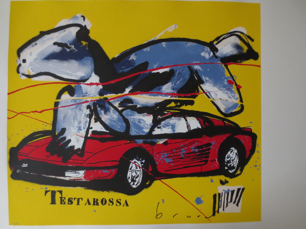 Herman Brood -  gesigneerde zeefdruk - Testarossa verkocht voor € 190!