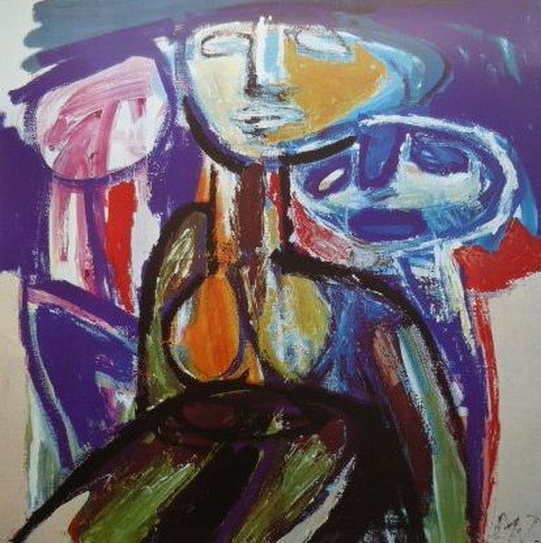 MARTIN van WORDRAGEN  Gr Zeefdruk (80x85cm)   DE FAMILIE Handgesign. kopen? Bied vanaf 85!