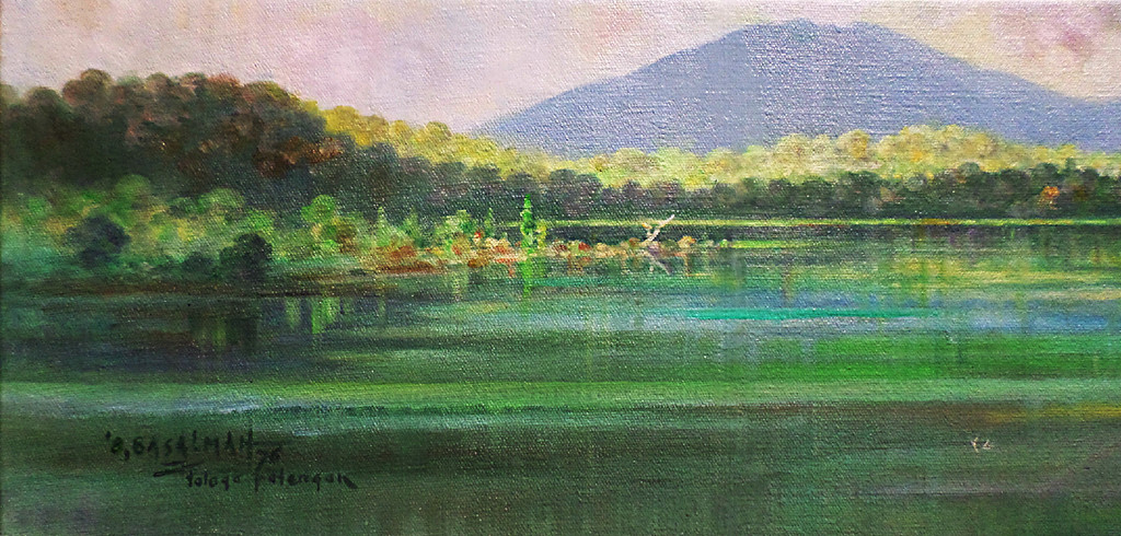 Omar Basalmah - Panorama rond Telaga Patengan, olieverf op doek kopen? Bied vanaf 65!