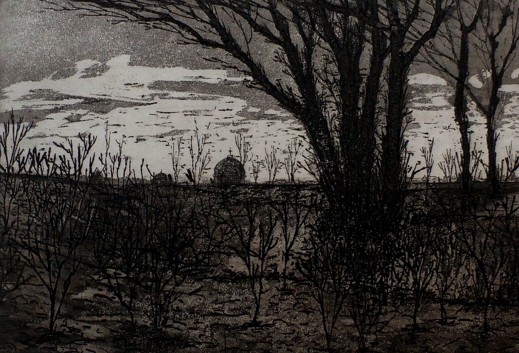 Willem Minderman - ets: Kerkhoflaan (Den Haag) verkocht voor € 50!