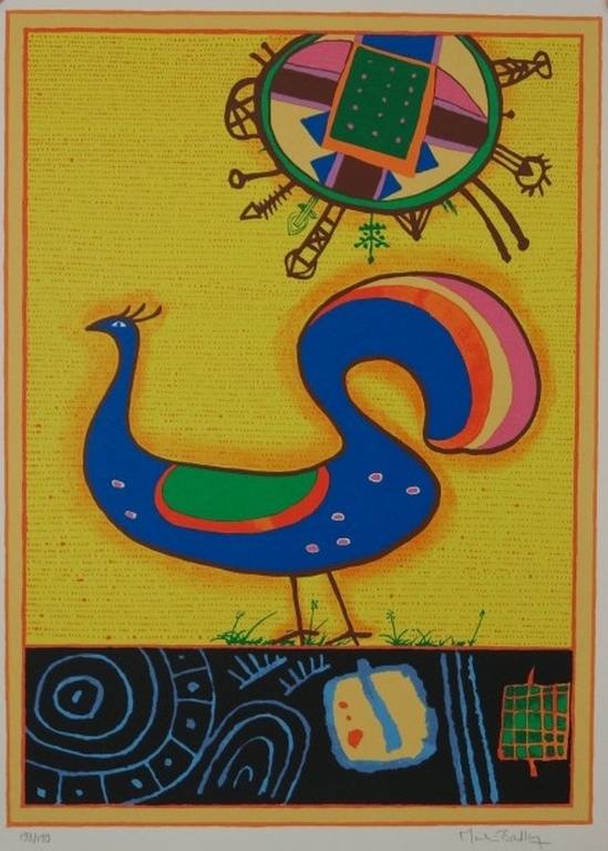 Martin Bradley: Zeefdruk, Morning Cockerel verkocht voor € 50!