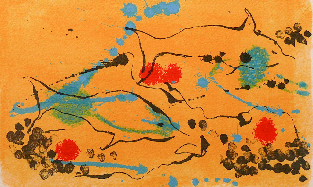 Nic Jonk: Zeefdruk, Gele visjes kopen? Bied vanaf 50!