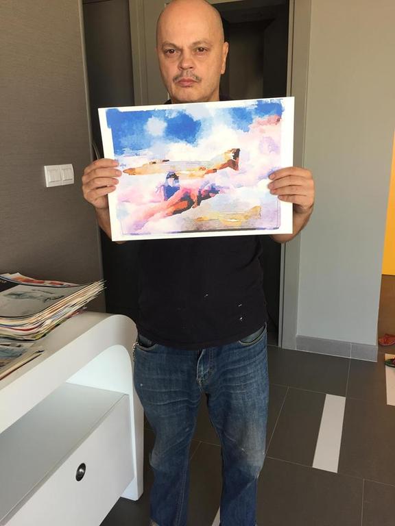 Peter Klashorst - Flying girl - gemengde techniek op aquarel papier - gesigneerd kopen? Bied vanaf 1!