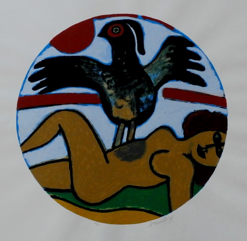 Corneille - zeefdruk: L'oiseau prÃ©sent - 1998 - met certificaat verkocht voor € 300!