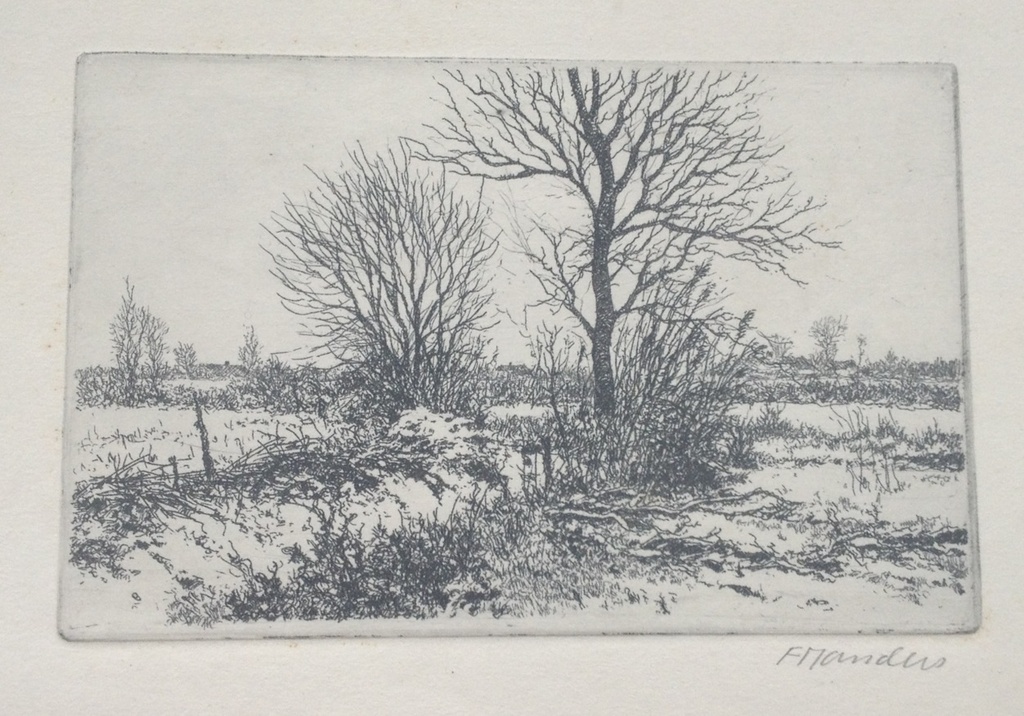 Frans Manders ets van een landschap. kopen? Bied vanaf 1!