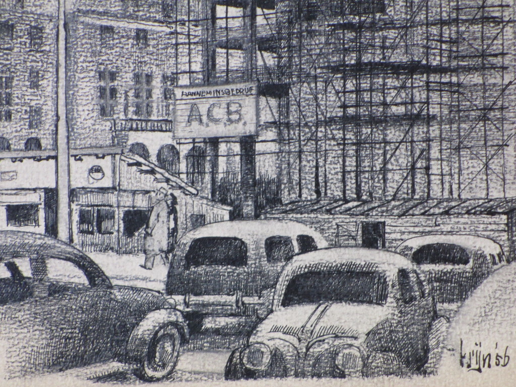 Krijn van Dijke, Nieuwbouw Coolsingel Rotterdam, Lijntekening 1956 kopen? Bied vanaf 40!