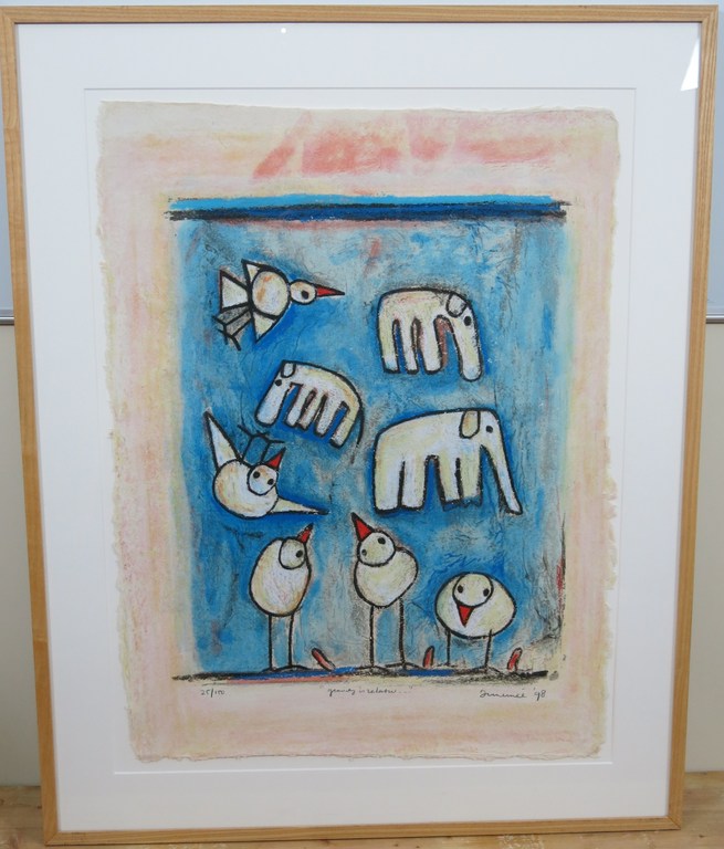 Hans Innemee: Zeefdruk: Gravity is relative… - Ingelijst kopen? Bied vanaf 70!