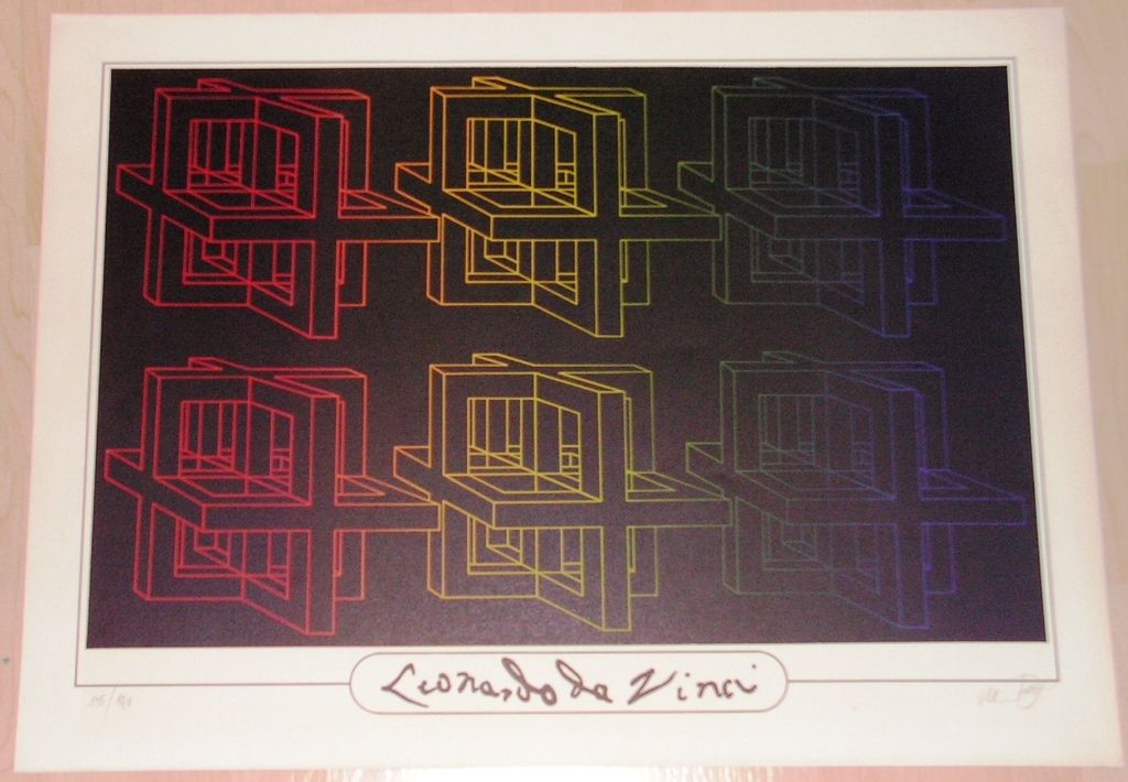Lucio del Pezzo, zeefdruk; Leonardo da Vinci, gesigneerd, oplage 190 kopen? Bied vanaf 50!