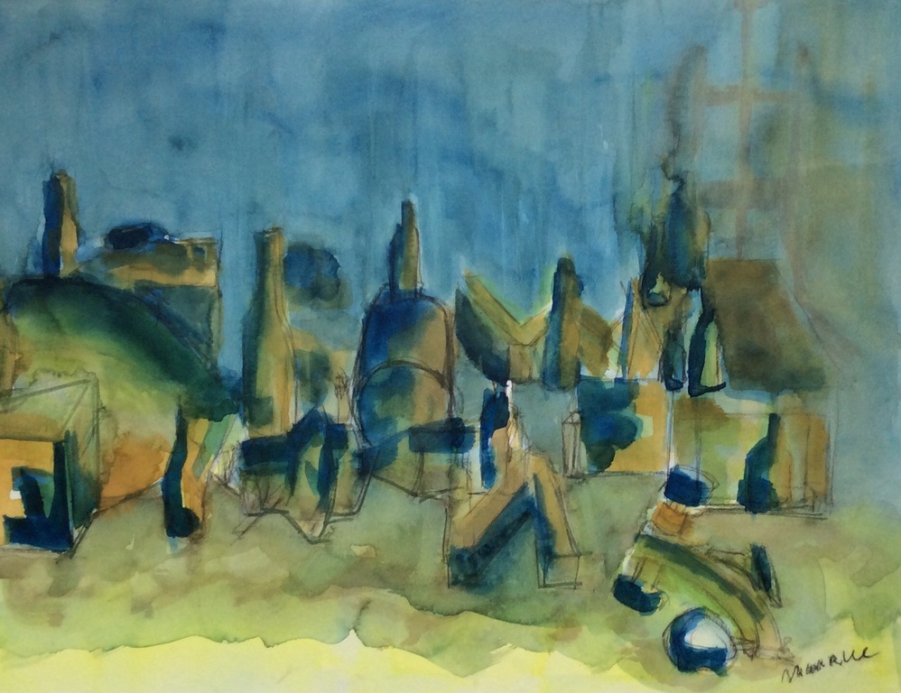 Aquarel - onbekende kunstenaar, gesigneerd verkocht voor € 35!