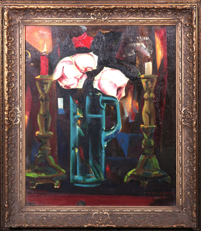 Onbekende kunstenaar: Acryl op doek, Zonder titel - Ingelijst verkocht voor € 100!