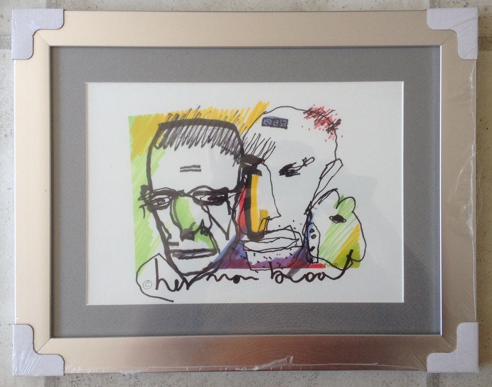 Herman Brood - Originele Viltstift Tekening, getiteld: "Cor en Nico" kopen? Bied vanaf 1!