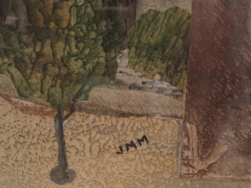 monogram JMM - pastel "Parijs - personen op plein" omstreeks 1950  kopen? Bied vanaf 1!