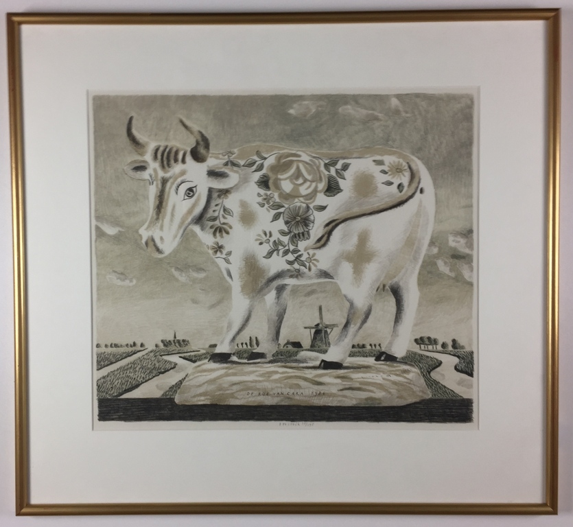Herman Berserik, litho, 'De koe van Cara', 1986 kopen? Bied vanaf 129!