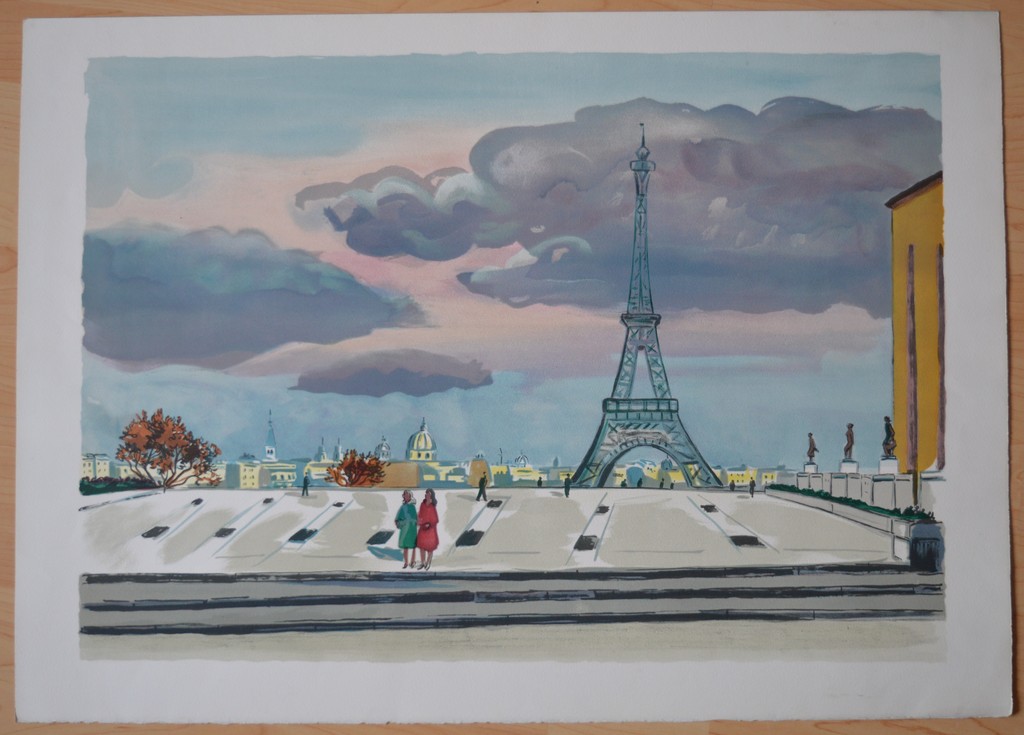 Yves Brayer  -  lithografie in kleur  - 'Parijs' kopen? Bied vanaf 1!