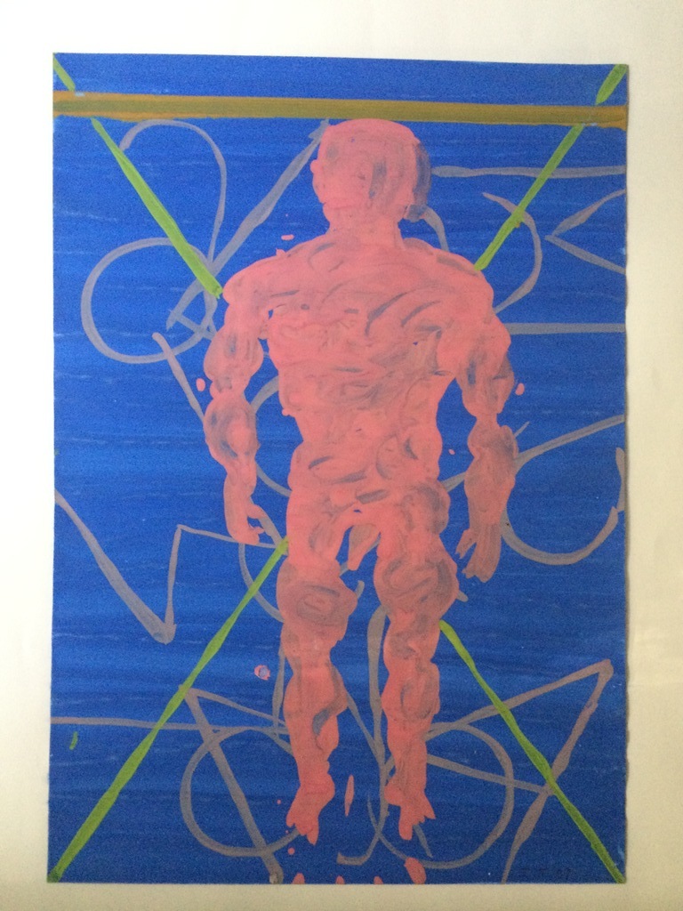 Toon Teeken - Toon Teeken, Standing man III, gouache op papier uit 1997 kopen? Bied vanaf 10!