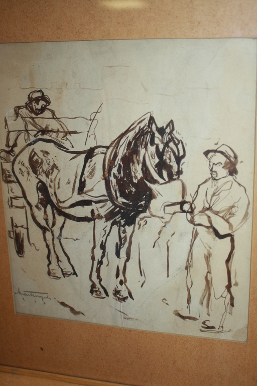klassieke tekening PAARDEN VOEREN kopen? Bied vanaf 1!