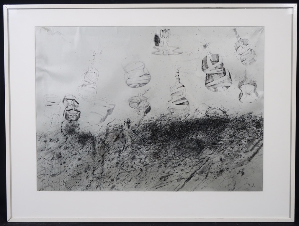 Janos Bittenbinder: Potlood- en Pentekening, Z.T. Cello - Ingelijst kopen? Bied vanaf 1!