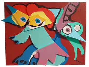 Karel Appel - Karel Appel: Sculptuur, Jumping Fox With Green Virgin verkocht voor € 2750!