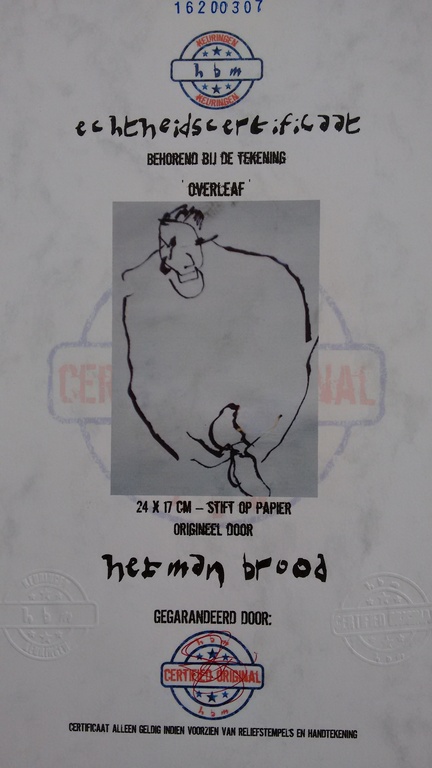 Herman Brood tekening, Overleaf, ingelijst + HBM certificaat kopen? Bied vanaf 130!