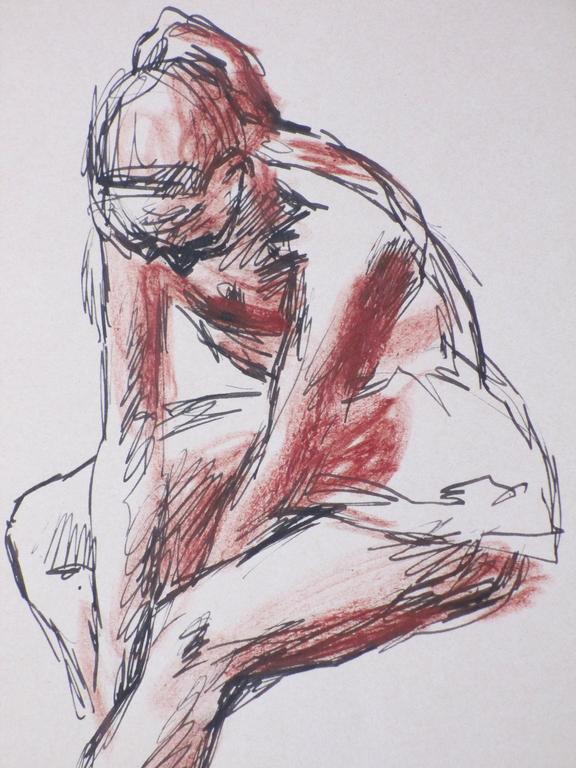 Johan Laurent ter Veer, Balletdanseres, Tekening in rood verkocht voor € 35!