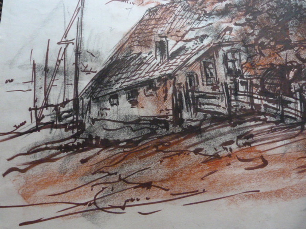 Jobst Heinrich Frese ( 1914 - 1986 ) - aquarel - bomen/huis. kopen? Bied vanaf 1!