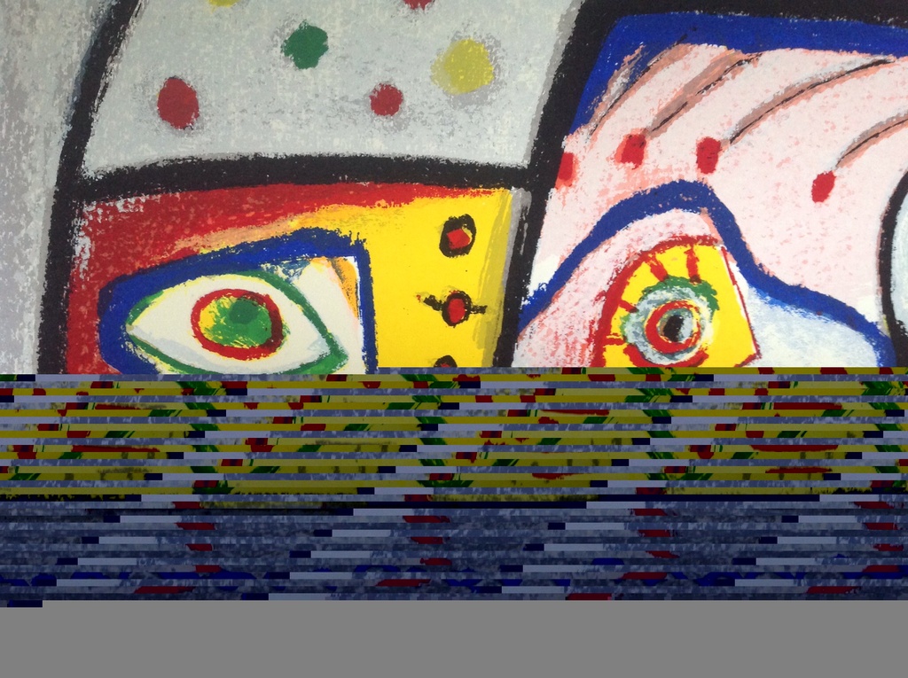 Janna : Kleurenzeefdruk, cobra stijl  100 x 80 ! kopen? Bied vanaf 85!