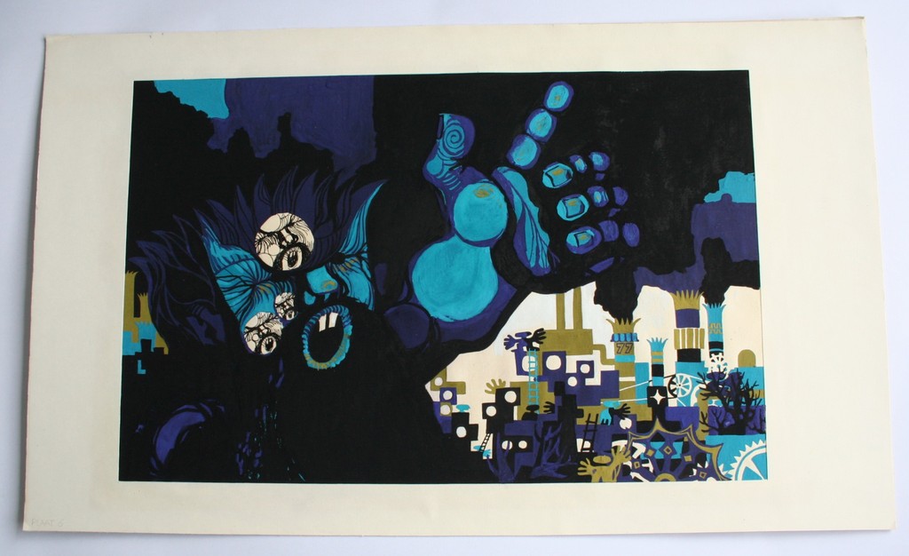 Karel Timmerman (1933) - 2 x Acrylverf op papier - jaren 70 - ongesigneerd kopen? Bied vanaf 40!
