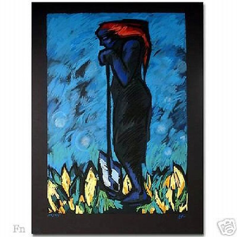 Anca Ionescu, "Rest", grote originele en bijzonder fraaie zeefdruk, gesigneerd verkocht voor € 250!