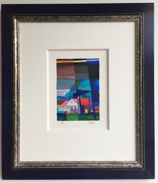 Ton Schulten gesigneerde zeefdruk 'Twents landschap'. verkocht voor € 165!