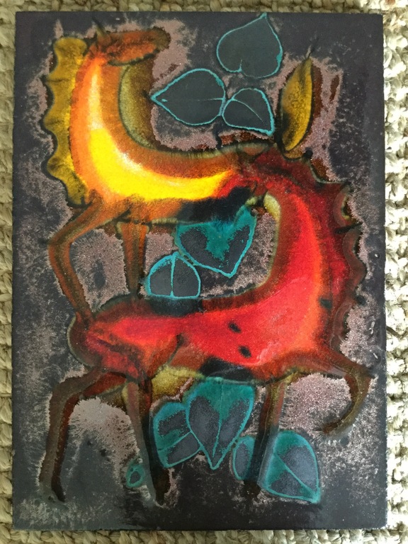 Ruscha keramiek muurtegel met lavaglazuur: PAARDEN, jaren 70 kopen? Bied vanaf 35!