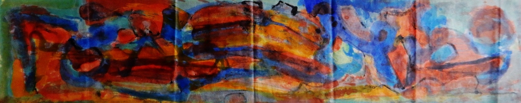 Ernst Vijlbrief (1934-2010) - Aquarel en inkt op papier 30x170 cm (groot!) kopen? Bied vanaf 1!