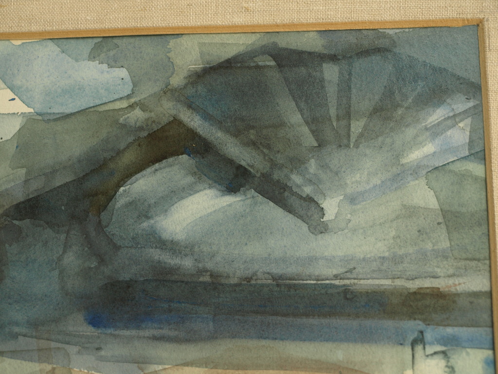 Theodoor Heynes : Aquarel , Stilleven met bord, servet, wijnfles en fruit - 1965 kopen? Bied vanaf 125!